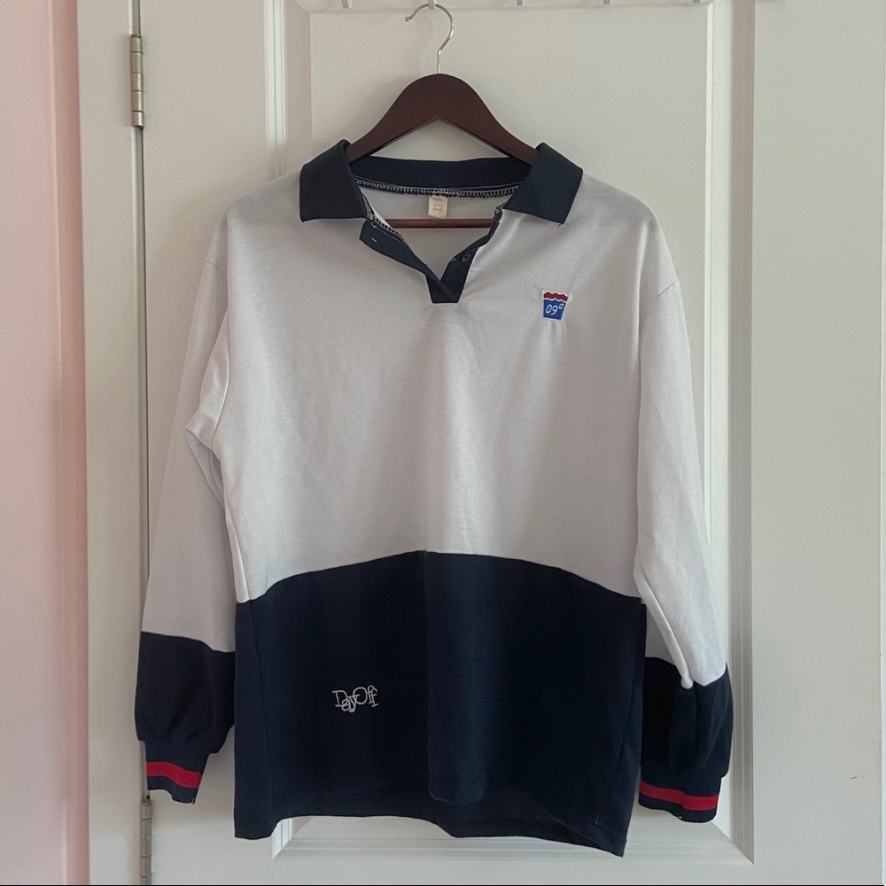 LAST CALL! colorblock polo embroidered sweatshirt